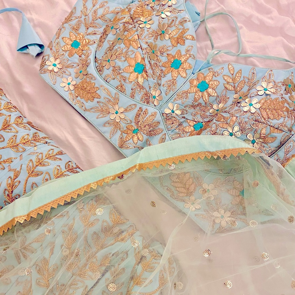 Gorgeous lehenga choli | blue Indian wedding guest dress | embroidered lehenga